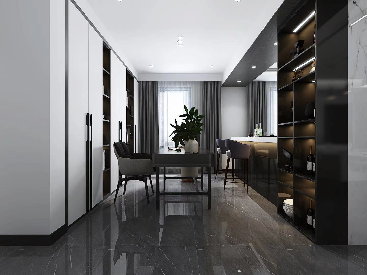 龙湖领御-108平米-三室-现代风格装修，黑白灰！